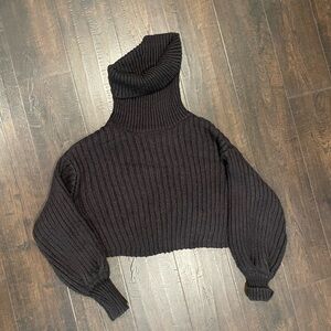 Cropped black knit sweater